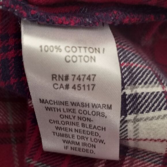 NATURAL REFLECTION RED PLAID BUTTON DOWN SHIRT SZ.S EUC - Picture 6 of 6